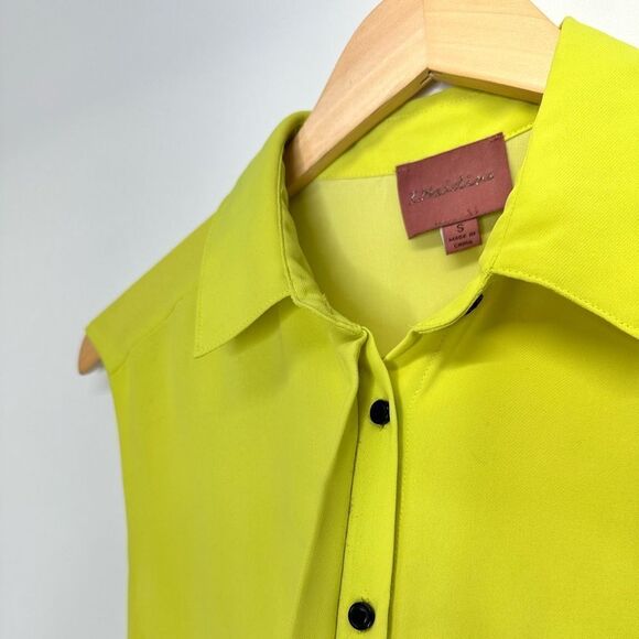 I. Madeline Lemon 🍋 Green Blouson Mini Sleeveless Dress Size Small - Picture 6 of 10